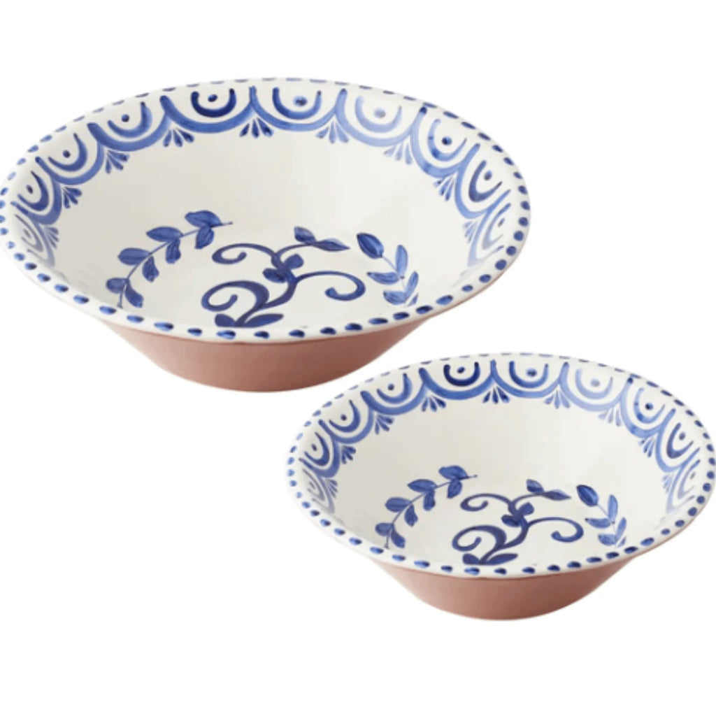 Set of 2 Hand Painted Blue & White Serving Bowls - Serveware - The Well Appointed House