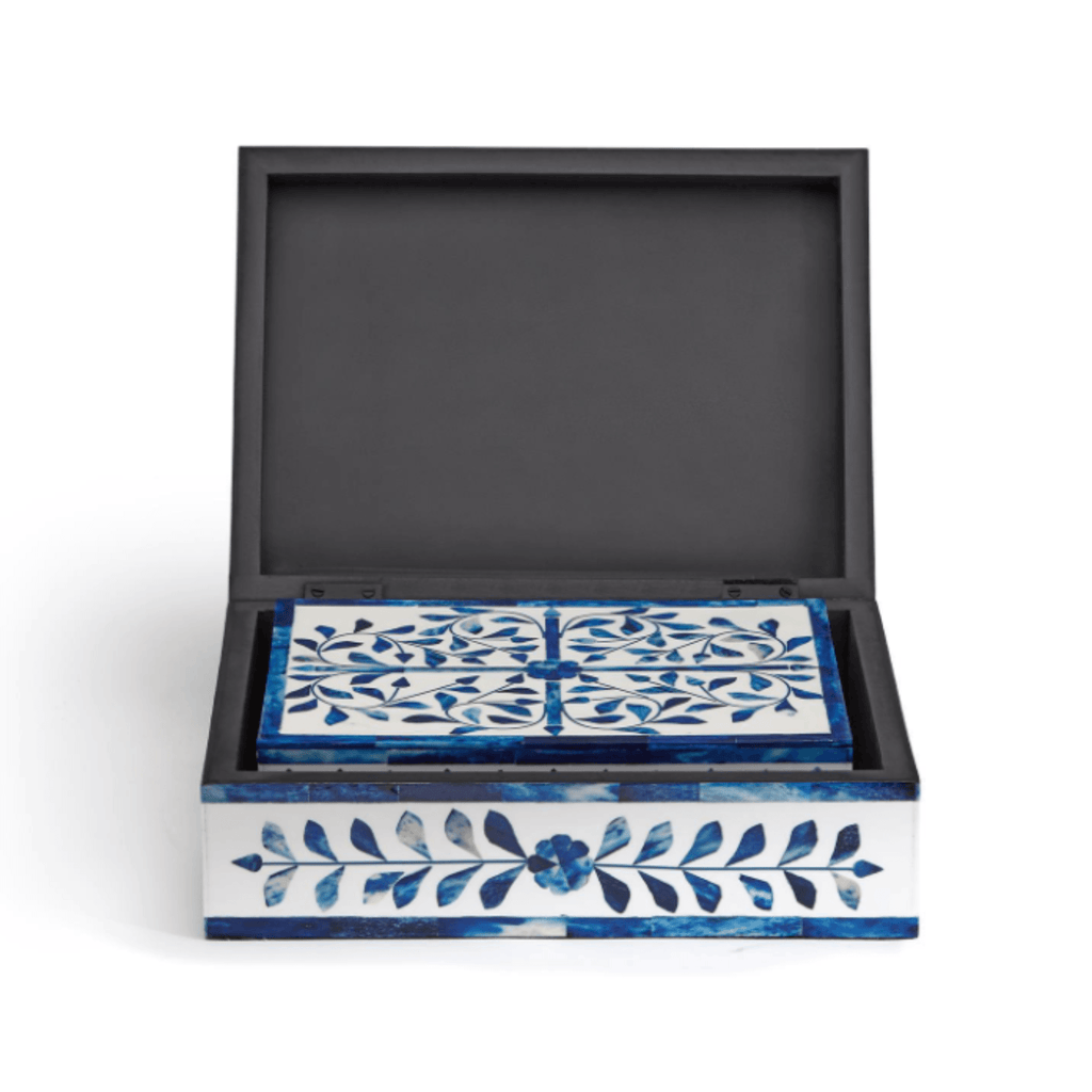 Set of 2 Jaipur Palace Blue & White Tear Hinged Box - Decorative Boxes - The Well Appointed House
