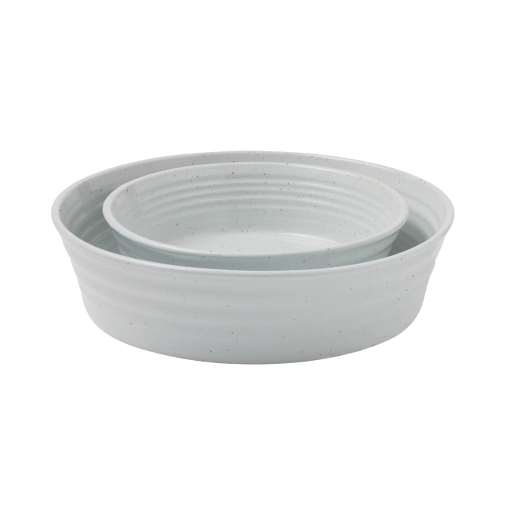 Set of 2 Leon White Salt Glaze Serving Bowls - The Well Appointed House