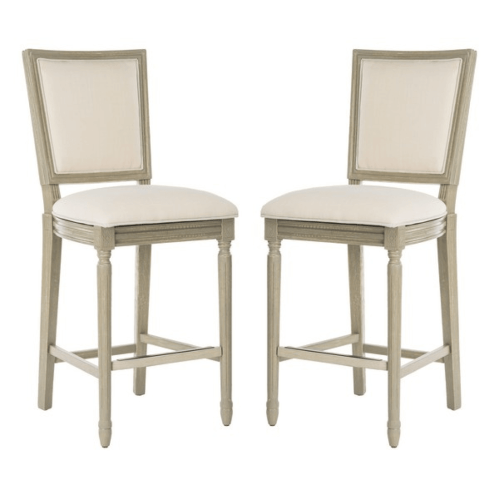 Set of 2 Light grey and Beige Rustic Bar Stools - Bar & Counter Stools - The Well Appointed House