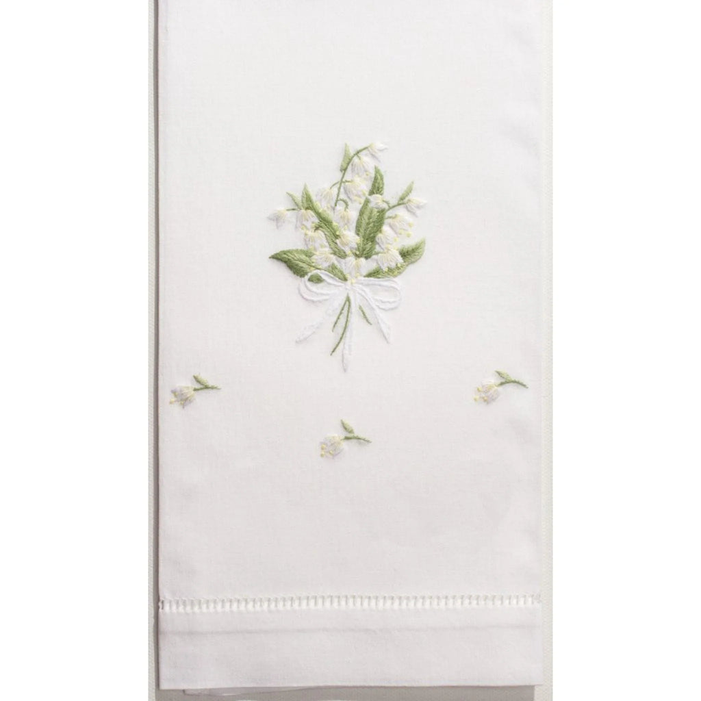 Set of 2 Lily of the Valley White Cotton Hand Towels - Hand Towels - The Well Appointed House