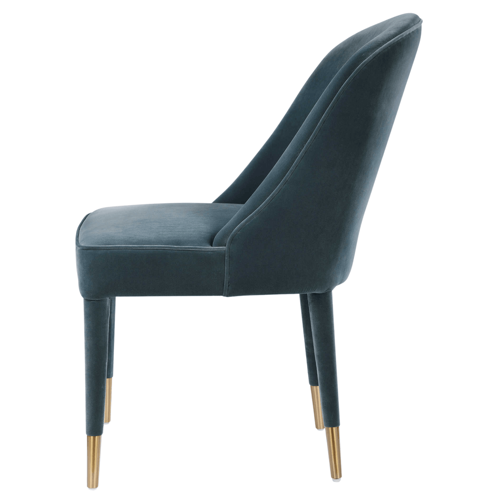 Set of 2 Modern Armless Dining Chairs Upholstered in Slate Blue Velvet - Dining Chairs - The Well Appointed House