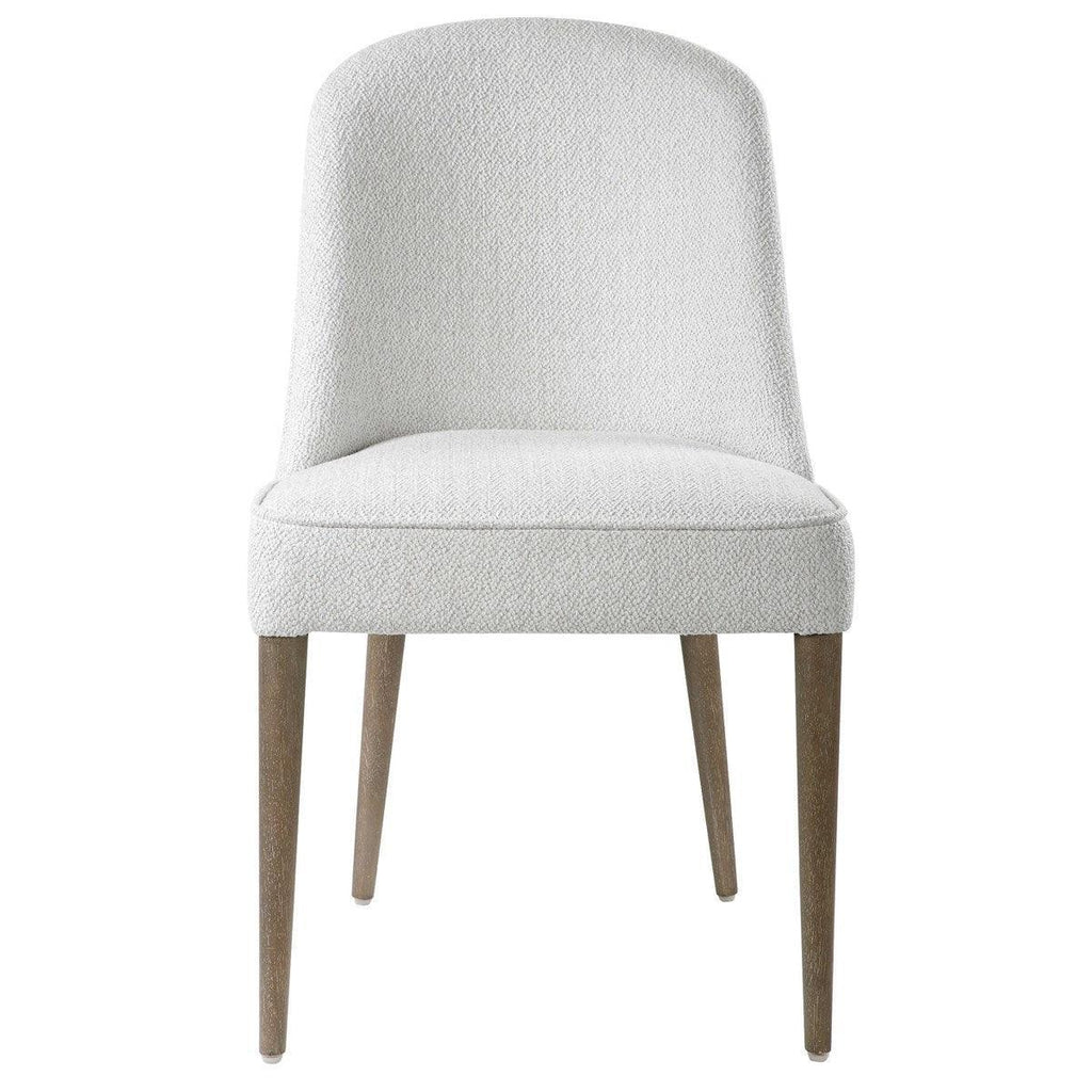 Set of 2 Modern Textured Off-White Upholstered Armless Dining Chairs - Accent Chairs - The Well Appointed House