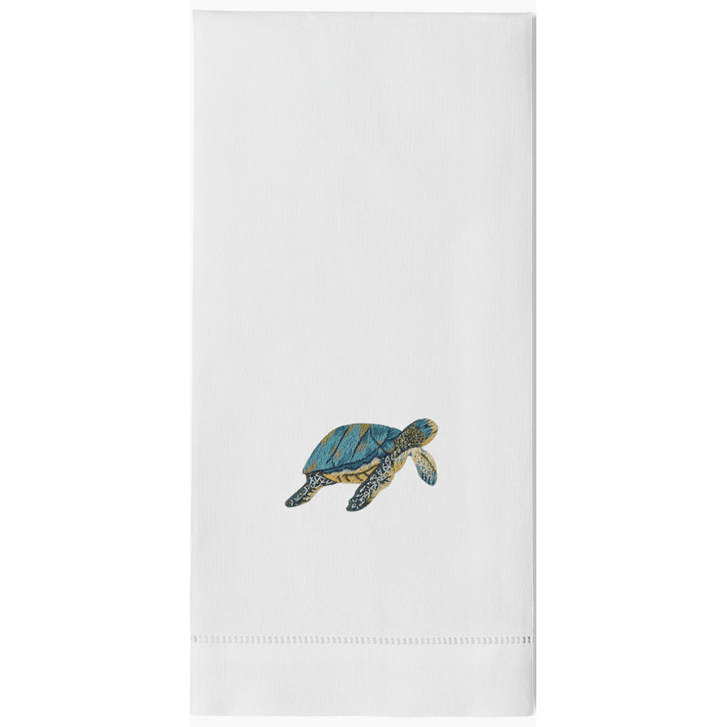 Set of 2 Nautical Sea Turtle Cotton Hand Towels - Hand Towels - The Well Appointed House