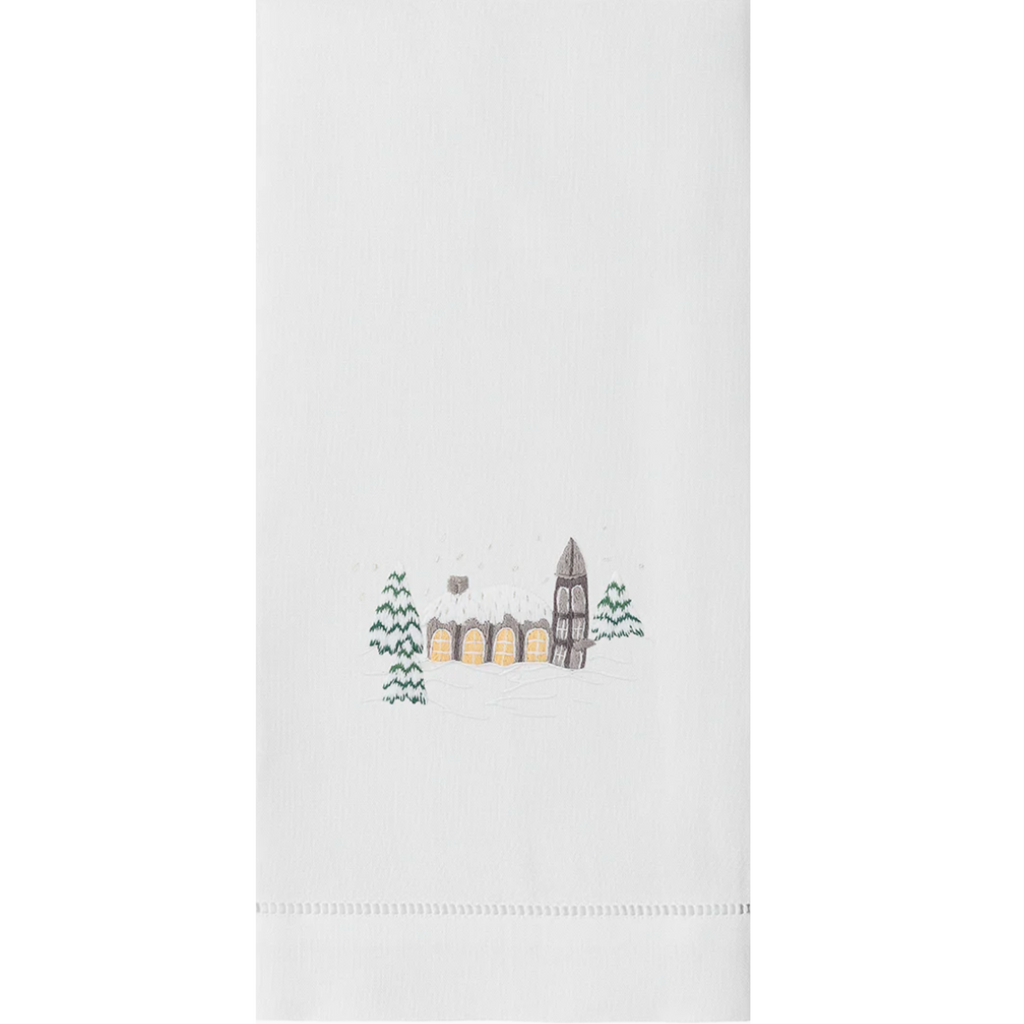 Set of 2 Snowy Chapel Christmas Hand Towels - Hand Towels -  The Well Appointed House