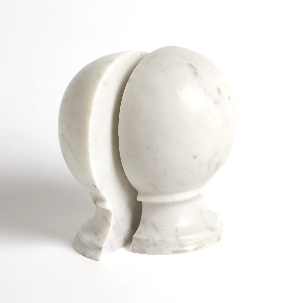 Set of2 Solid Marble Sphere Bookends - The Well Appointed House 