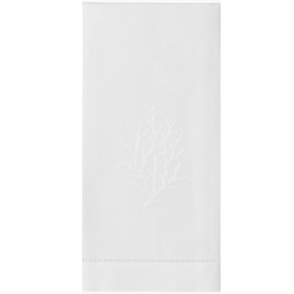 Set of 2 White Coral Knot Cotton Hand Towels - Hand Towels - The Well Appointed House