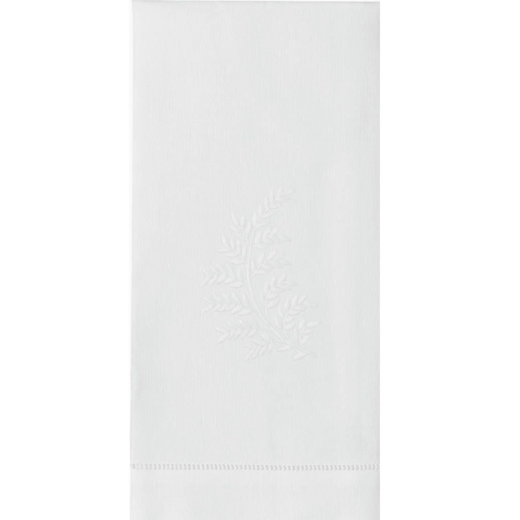 Set of 2 White Leaves Cotton Hand Towels - Hand Towels - The Well Appointed House