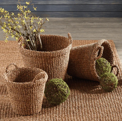 Set of 3 Tapered Seagrass Baskets With Handles - Baskets & Bins - The Well Appointed House