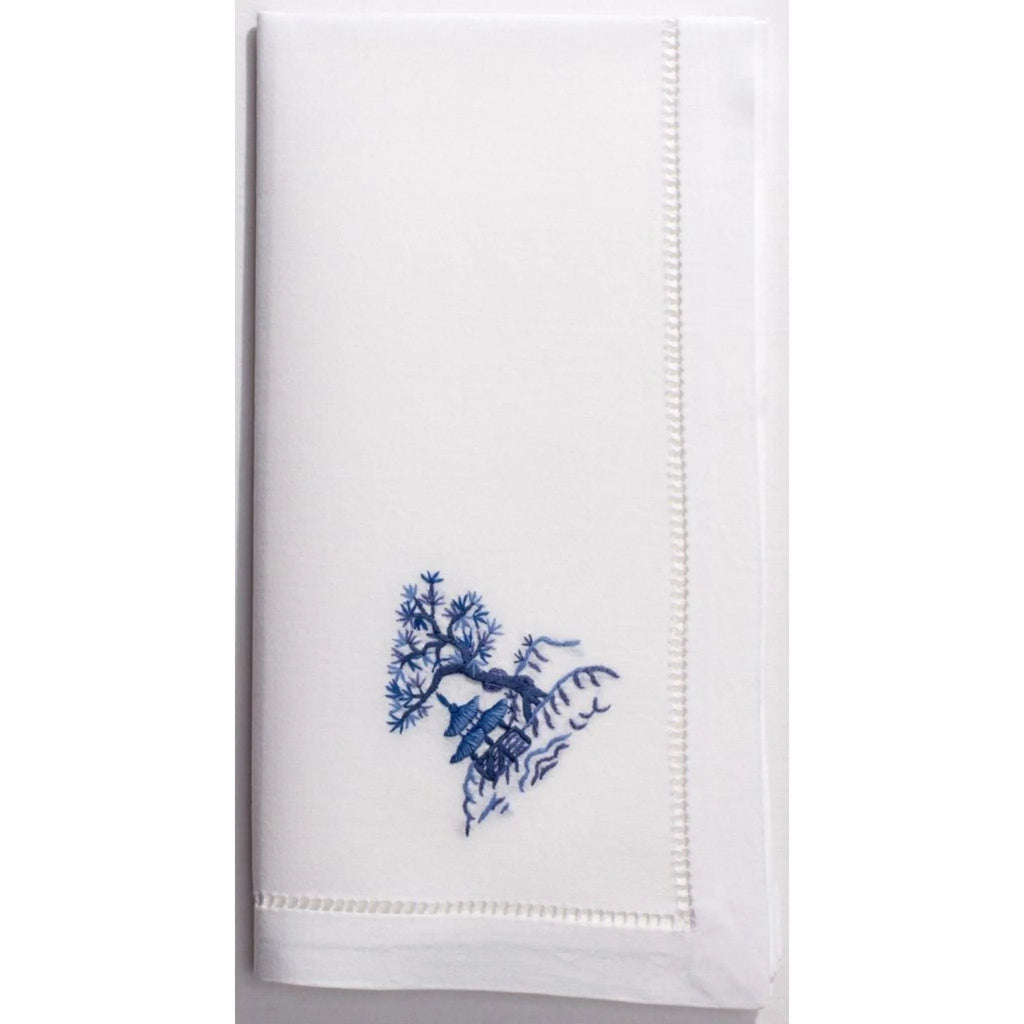 Set of 4 Canton Blue Pagoda Dinner Napkin - Dinner Napkins - The Well Appointed House