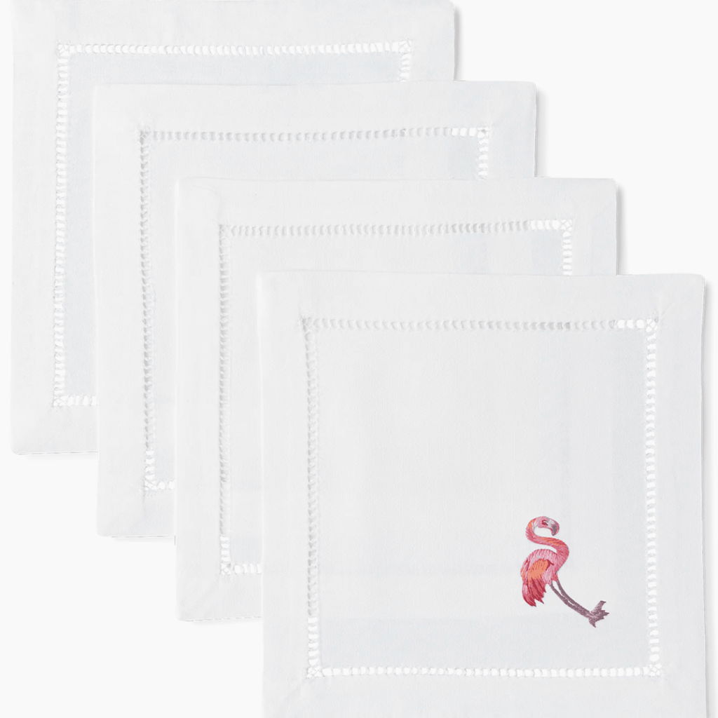 Set of 4 Flamingo Design Cocktail Napkins - Cocktail Napkins - The Well Appointed House