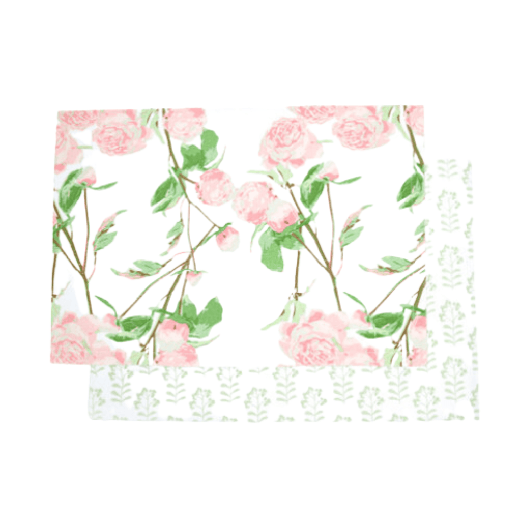 Set of Eight Peonies Reversible Placemats - Placemats & Napkin Rings - The Well Appointed House