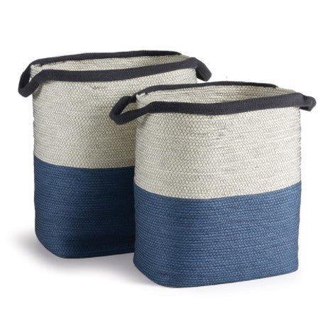 Blue and White Woven Baskets with Handles, Set of 2 – The Well Appointed House