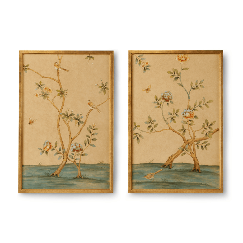 Set of Two Fretwork Chinoiserie Wall Panels With Gold Frame - Paintings - The Well Appointed House
