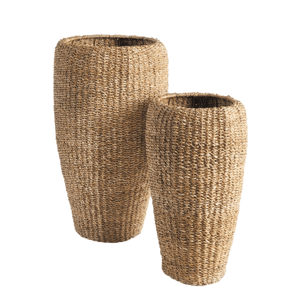 Set of Two Tall Round Seagrass Planters - Indoor Planters - The Well Appointed House