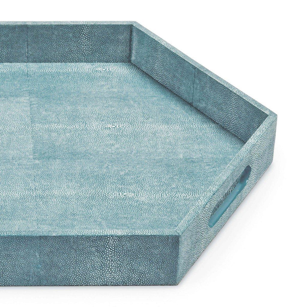 Shagreen Hex Tray (Turquoise) - Decorative Trays - The Well Appointed House
