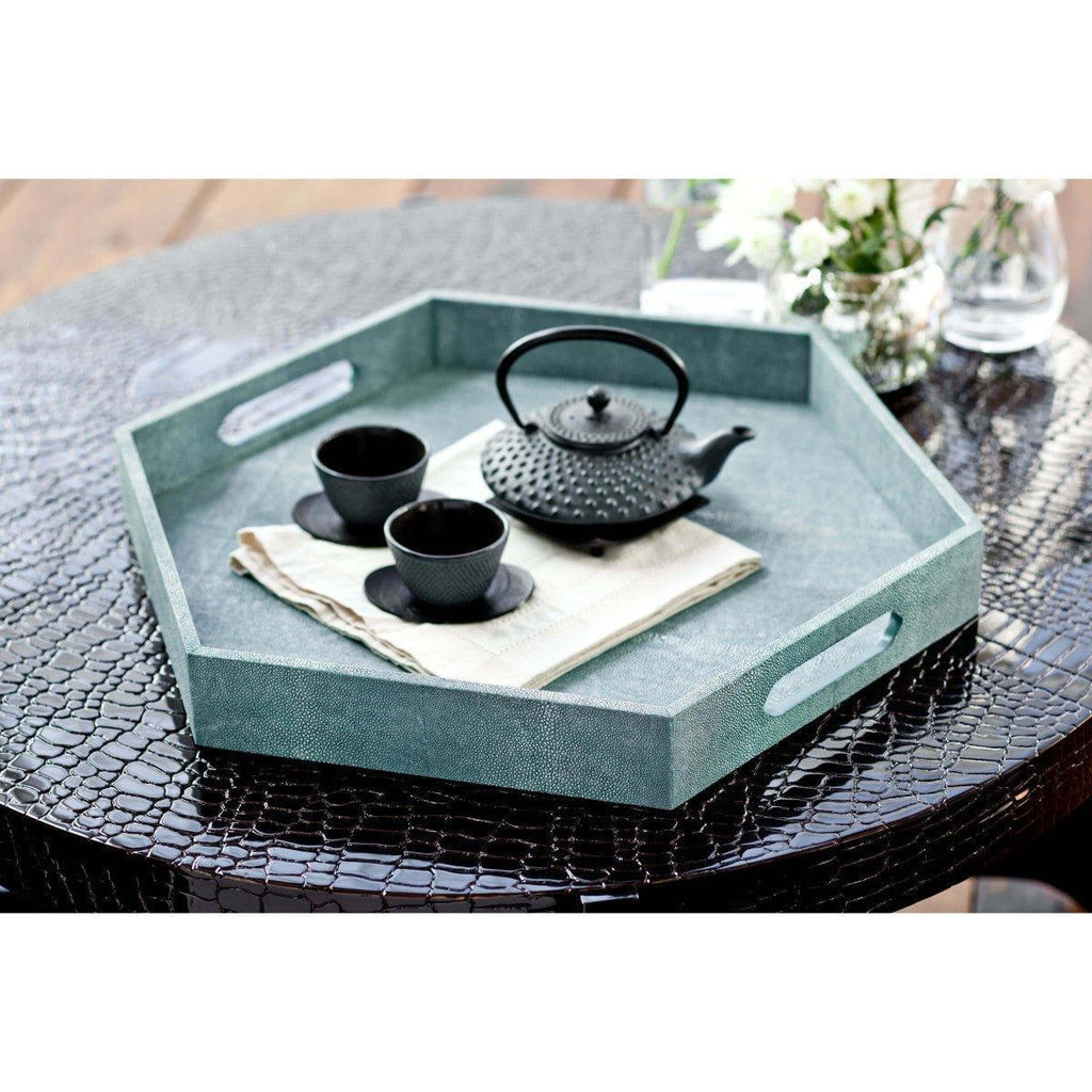 Shagreen Hex Tray (Turquoise) - Decorative Trays - The Well Appointed House