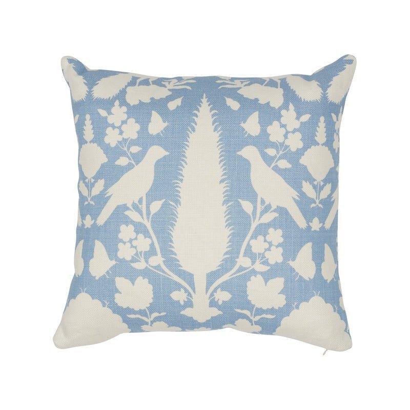 Sky Blue Chenonceau Flora & Fauna Silhouette 18" Linen Throw Pillow - Pillows - The Well Appointed House