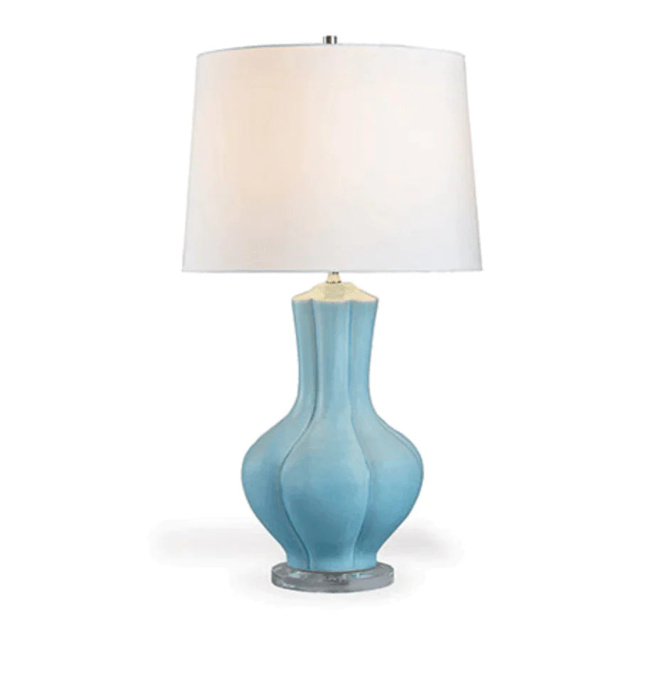 Sky Blue Glaze Flower Bulb Porcelain Table Lamp - Little Loves Lighting - The Well Appointed House