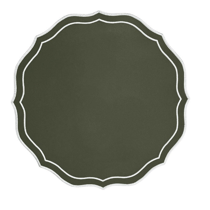 Sloane Placemat in Faux Leather in Dark Olive, Set of 2 - THe Well Appointed House