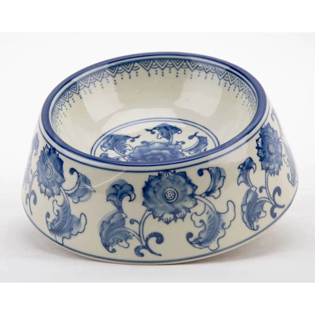 Small Classic Blue and White Porcelain Dog Bowl - Pet Accessories - The Well Appointed House