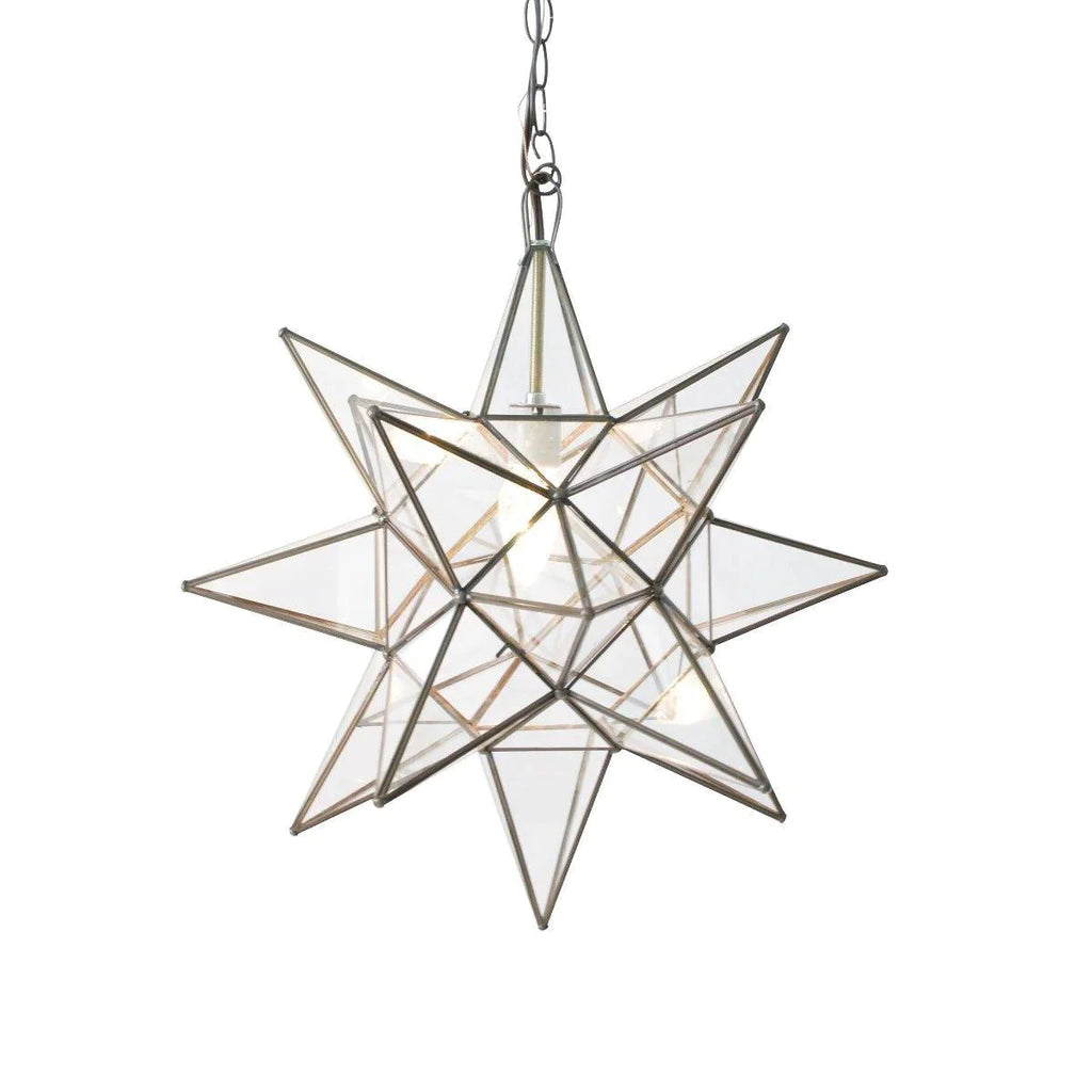 Small Clear Moravian Star Pendant Chandelier - Chandeliers & Pendants - The Well Appointed House