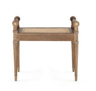 Small Hand Carved Paris Bench in Driftwood Finish - Ottomans, Benches & Stools - The Well Appointed House