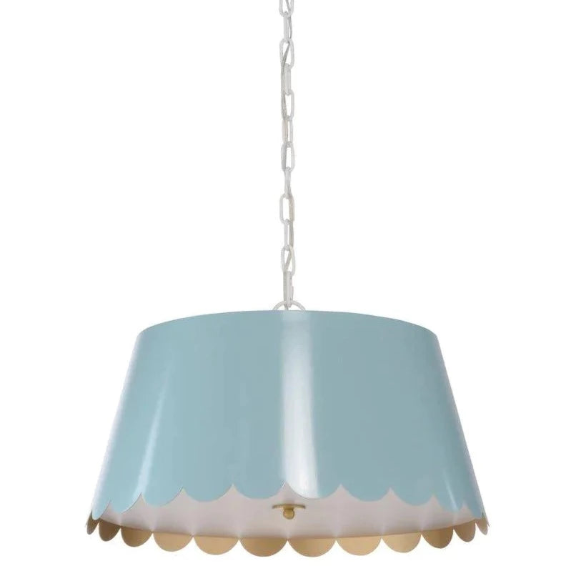 Small Sky Blue Scalloped Pendant Light - Chandeliers & Pendants - The Well Appointed House