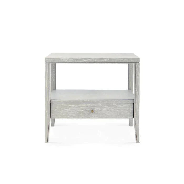 Soft Gray Cerused Oak One Drawer Paola Side Table - Nightstands & Chests - The Well Appointed House