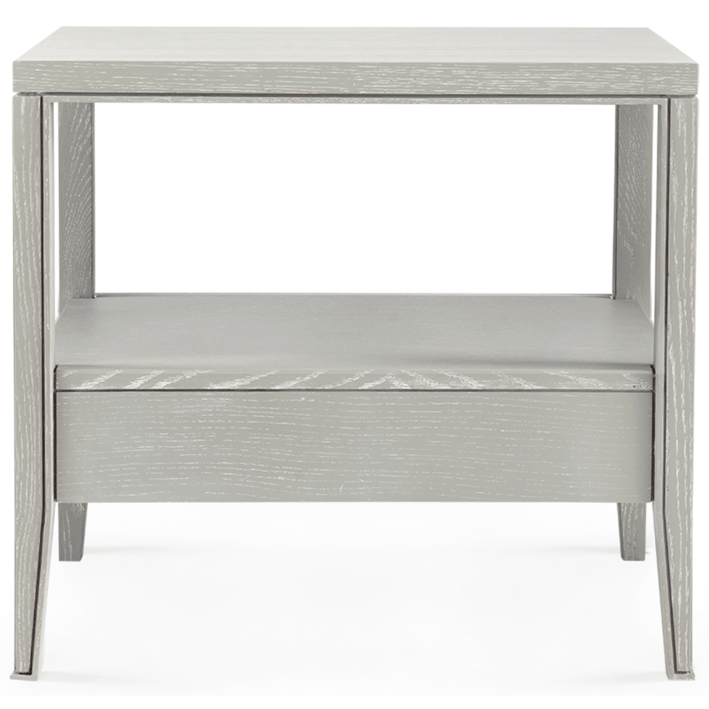 Soft Gray Cerused Oak One Drawer Paola Side Table - Nightstands & Chests - The Well Appointed House