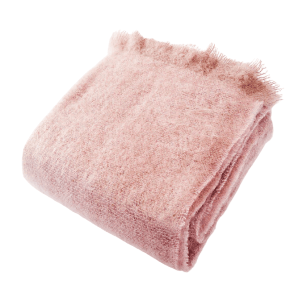 Soft Rose Luxe Mohair Throw Blanket - Throw Blankets - The Well Appointed House