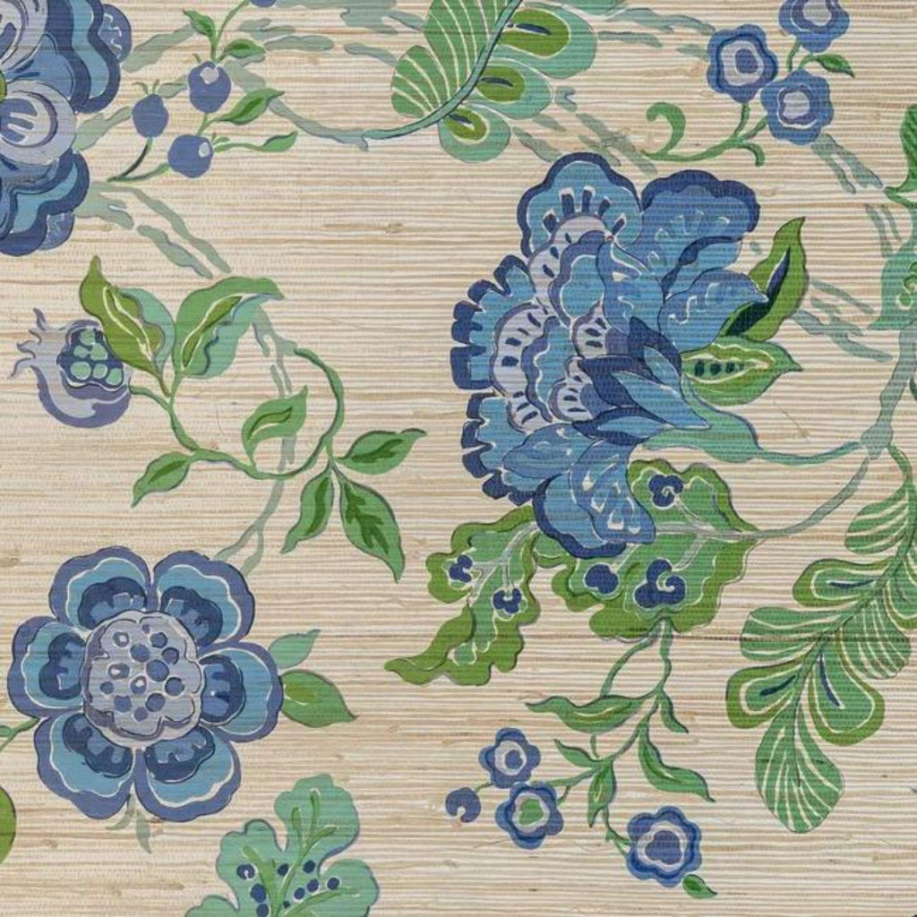 Somerset Grasscloth Wallpaper in Blue - Wallpaper - The Well Appointed House