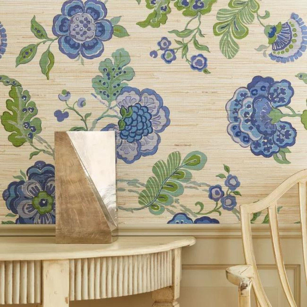 Somerset Grasscloth Wallpaper in Blue - Wallpaper - The Well Appointed House