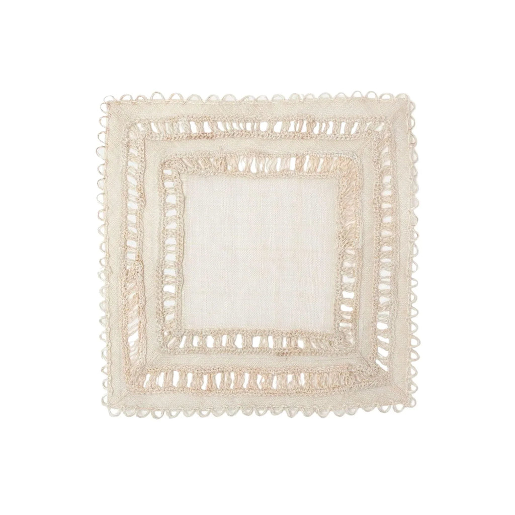 Square Crocheted Bleached Abaca Woven Placemats - Placemats & Napkin Rings - The Well Appointed House