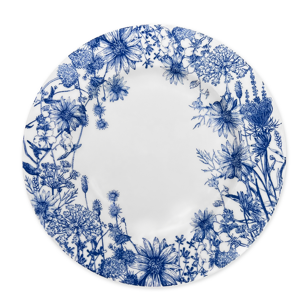 Summer Blues Rimmed Dinner Plate - The Well Appointed House
