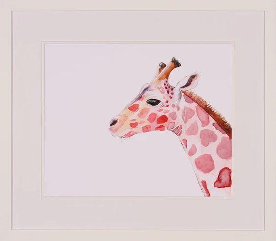 Sunset Safari Giraffe Profile Lithograph in White Frame - Little Loves Art - The Well Appointed House