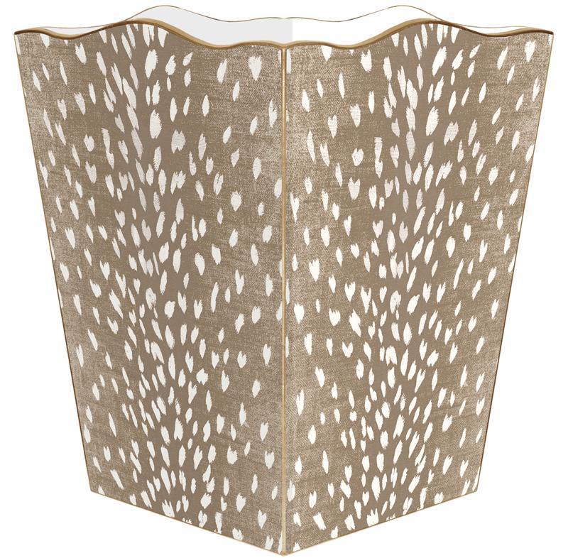Tan Antelope Wastepaper Basket and Optional Tissue Box Cover - Wastebasket Sets - The Well Appointed House