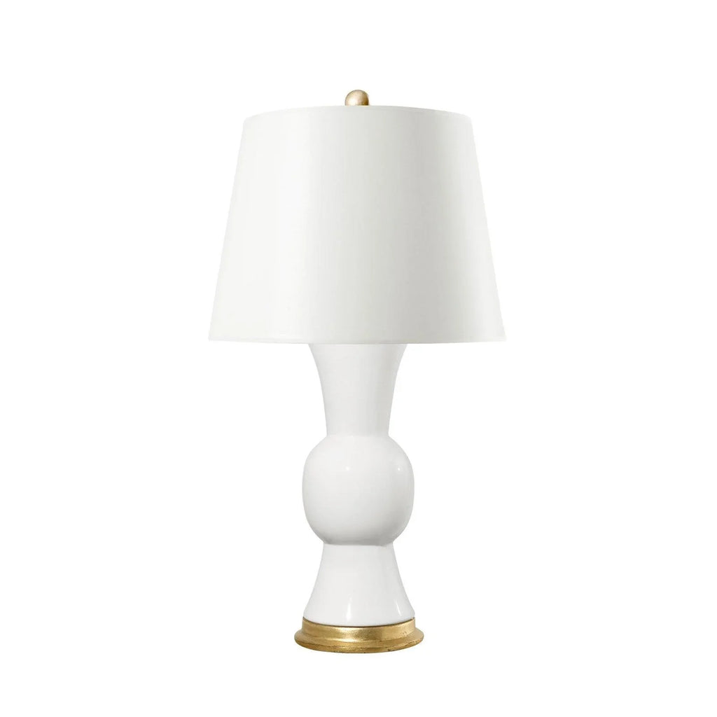 Tao Gu-Shaped Lamp in White Smoke on Gold Leaf Base - Table Lamps - The Well Appointed House