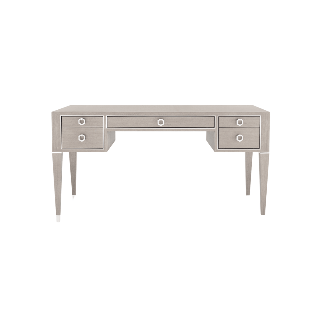Taupe Gray Morris Desk With Nickel Accents - Desks & Desk Chairs - The Well Appointed House