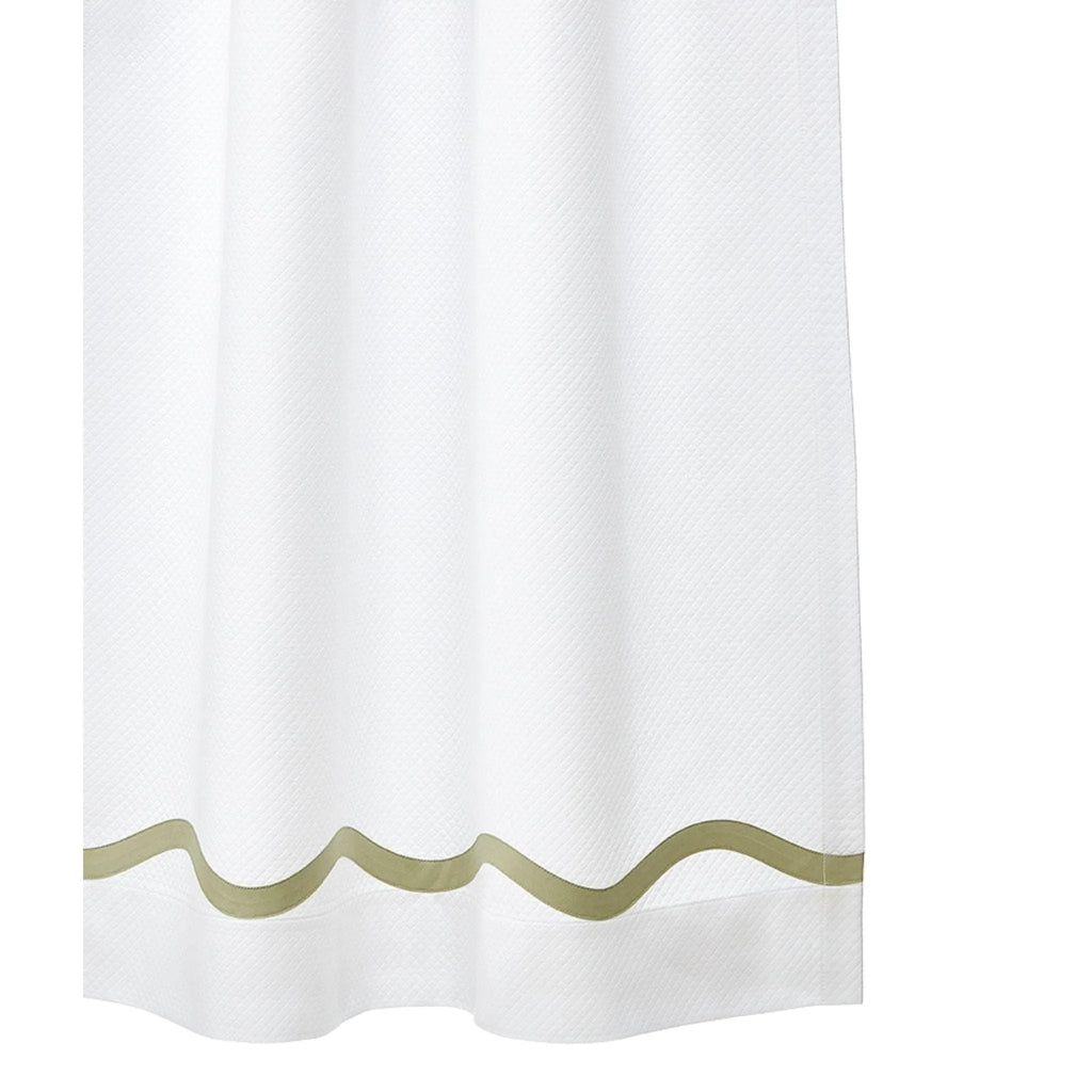 Tess Scalloped Sateen Tape Design Shower Curtain - Shower Curtains - The Well Appointed House