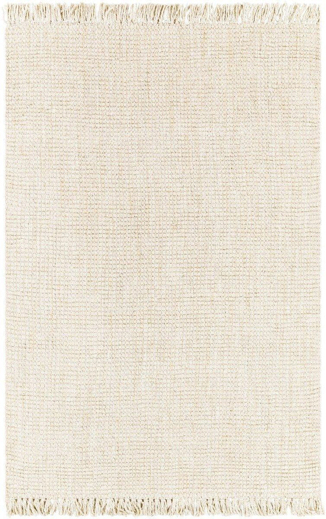 Textured Cream Hand Woven Jute Rug with Fringe, Available in a Variety of Sizes - Rugs - The Well Appointed House