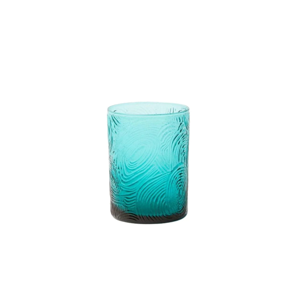 Textured Hand Blown Glass Tumblers in Aqua - Drinkware - The Well Appointed House