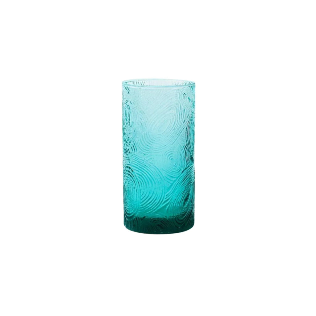 Textured Hand Blown Highball Glasses in Aqua - Drinkware - The Well Appointed House