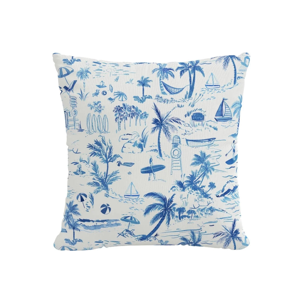 The Beach Toile Pillow, Navy by Gray Malin - Pillows - The Well Appointed House