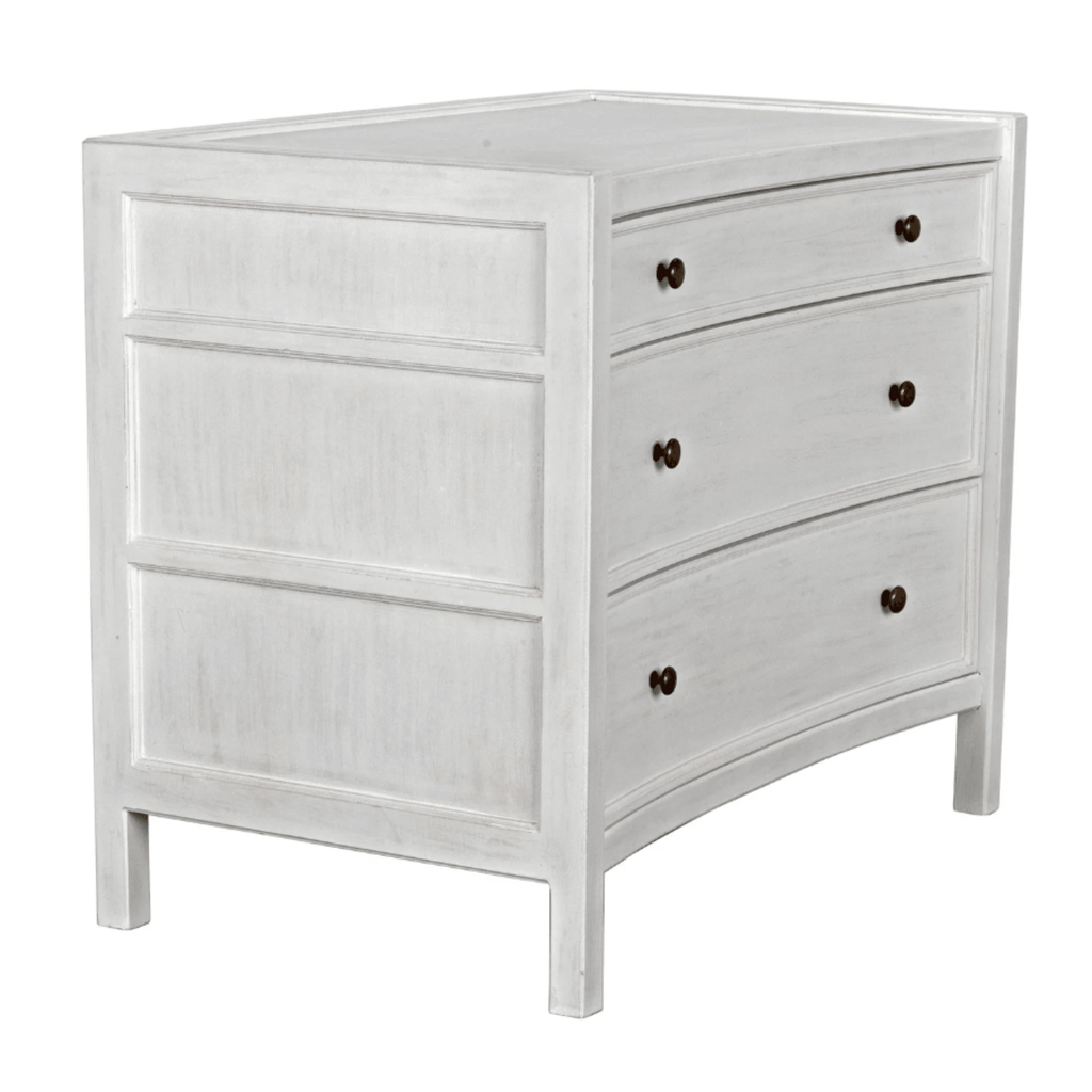 Three Drawer White Washed Mahogany Nightstand - Nightstands & Chests - The Well Appointed House