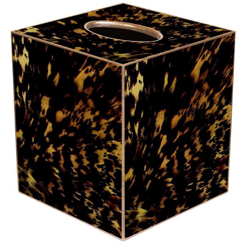 Tortoise Shell Decoupage Wastebasket and Optional Tissue Box Cover - Wastebasket Sets - The Well Appointed House