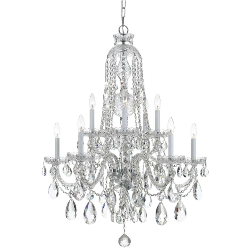 Traditional 10 Light Swarovski Crystal Chrome Mini Chandelier - Chandeliers & Pendants - The Well Appointed House