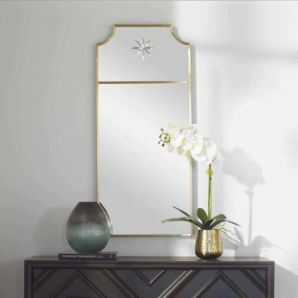Trumeau Inspired Brushed Brass Wall Mirror - Wall Mirrors - The Well Appointed House