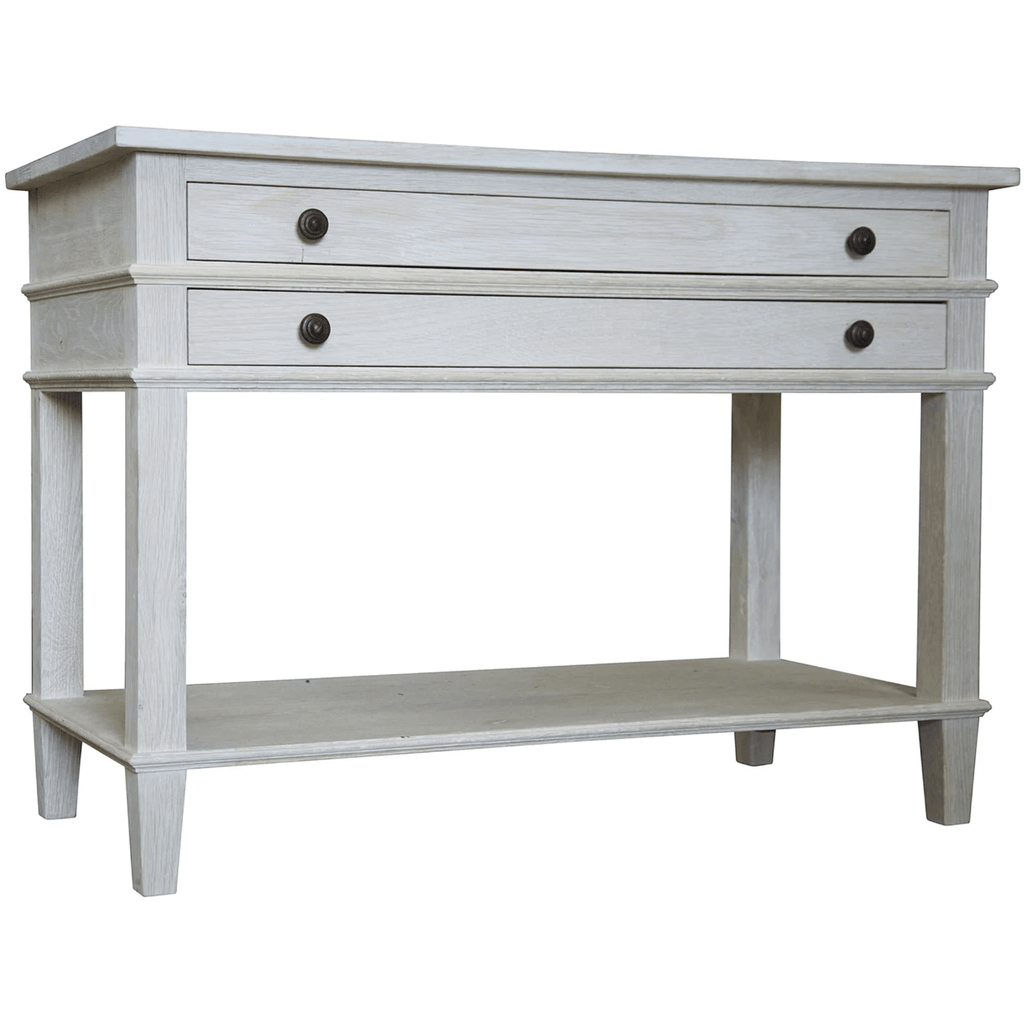 Two Drawer Oak Nightstand in Washed Oak Finish - Nightstands & Chests - The Well Appointed House