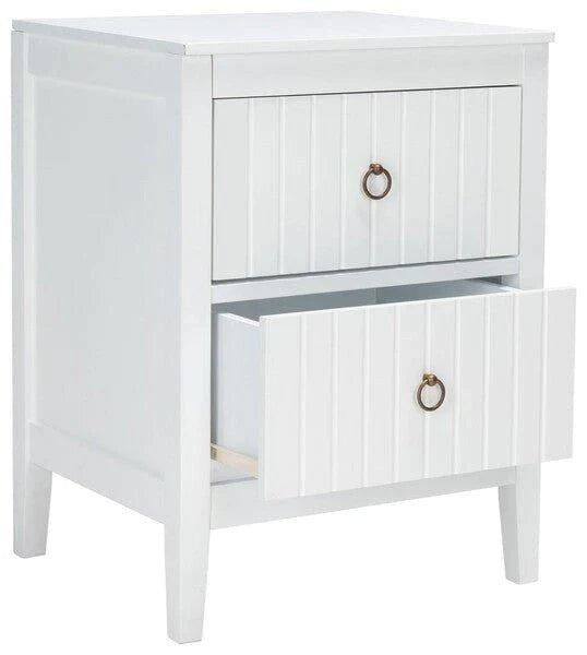 Two Drawer White Mahogany Nightstand - Nightstands & Chests - The Well Appointed House